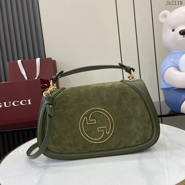 Gucci專櫃古馳最新款Blondie系列中號手提包磨砂原廠皮肩背女包 jh2119型號：815719