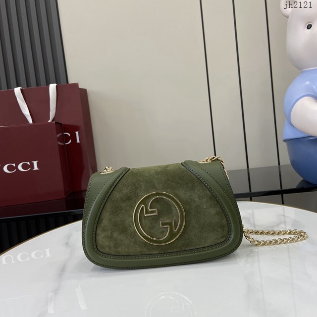 Gucci專櫃古馳最新款Blondie系列迷你肩背包磨砂原廠皮斜挎女包 jh2121型號：815711
