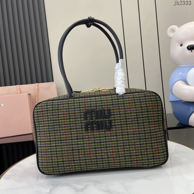 miumiu專櫃繆繆最新款原廠羊毛千鳥格公事包 jh2333型號：5bb117，5bb163