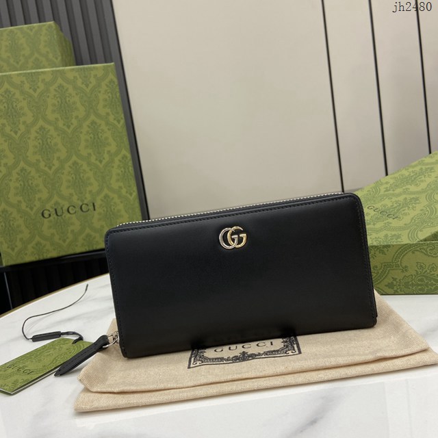 Gucci專櫃古馳最新款Marmont系列錢夾男女款拉鏈長夾錢包 jh2480型號：790057