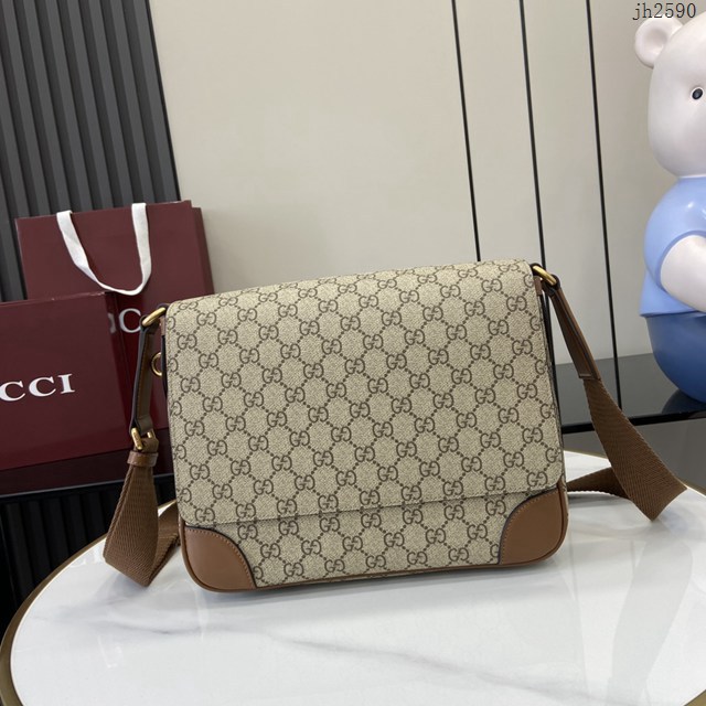 Gucci專櫃古馳最新款Emblem系列男士單肩斜挎包 jh2590型號：821154