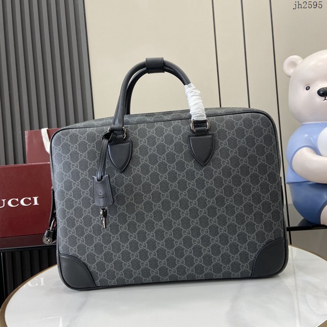 Gucci專櫃古馳最新款Emblem系列男士手提公事包 jh2595型號：821149