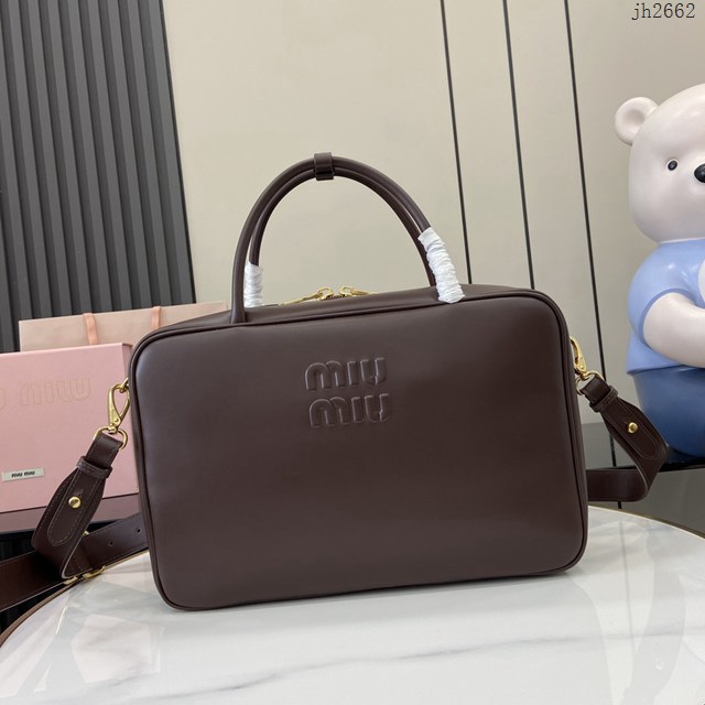 MIU MIU專櫃繆繆最新款二代肩帶款Beau手袋原廠皮手提公事包 jh2662型號：5BB117