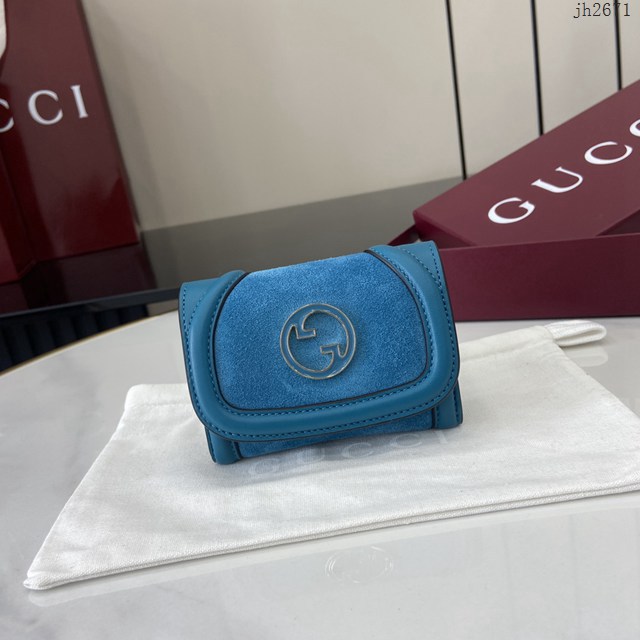 Gucci專櫃古馳最新款圓形互扣式雙G標識卡片夾卡包零錢包 jh2671型號：818795