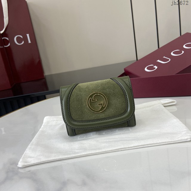 Gucci專櫃古馳最新款圓形互扣式雙G標識卡片夾卡包零錢包 jh2672型號：818795