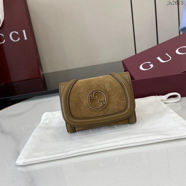 Gucci專櫃古馳最新款圓形互扣式雙G標識卡片夾卡包零錢包 jh2673型號：818795