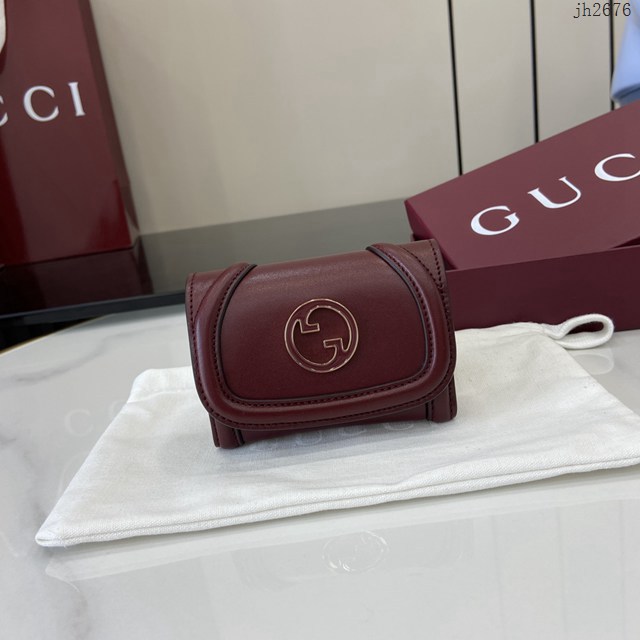 Gucci專櫃古馳最新款圓形互扣式雙G標識卡片夾卡包零錢包 jh2676型號：818795