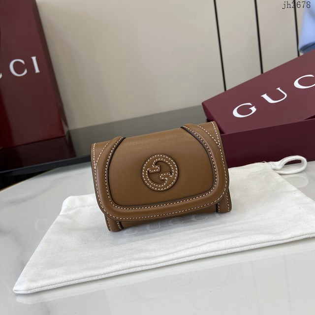 Gucci專櫃古馳最新款圓形互扣式雙G標識卡片夾卡包零錢包 jh2678型號：818811