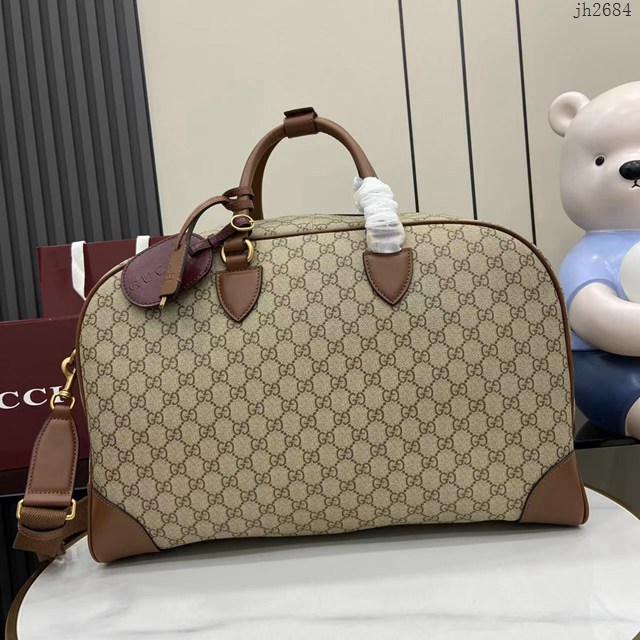Gucci專櫃古馳最新款Emblem系列男女款手提旅行包旅行袋 jh2684型號：821148