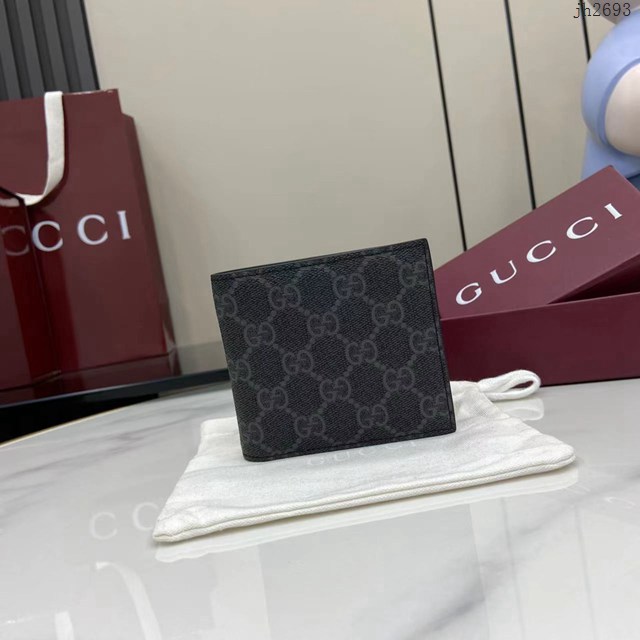 Gucci專櫃古馳最新款Emblem系列雙折錢包男士短夾錢包 jh2693型號：821201