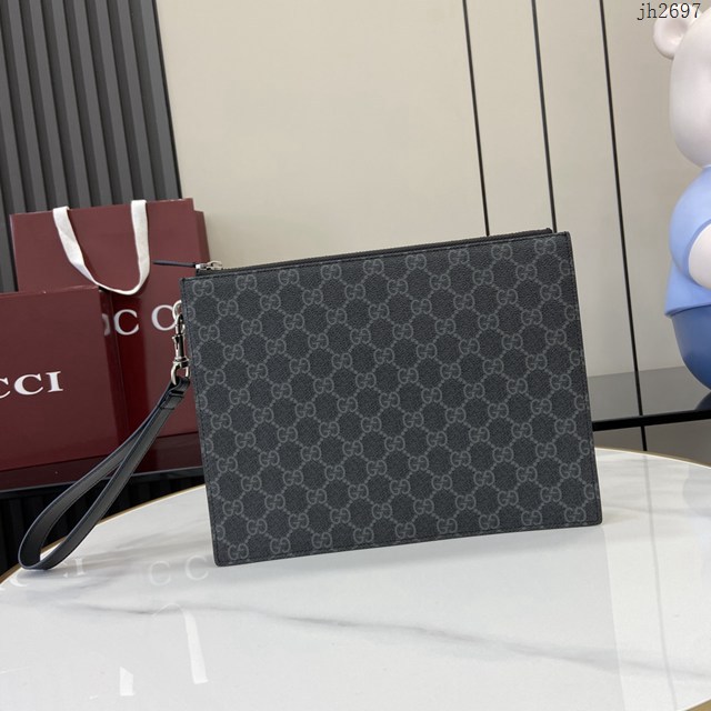 Gucci專櫃古馳最新款Emblem系列男士手拿包 jh2697型號：821155