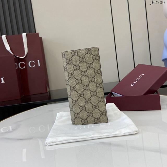 Gucci專櫃古馳最新款Emblem系列經典圖案錢包男士長錢夾 jh2700型號：821213