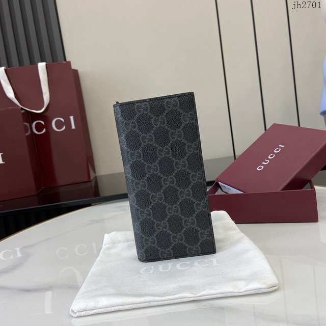 Gucci專櫃古馳最新款Emblem系列經典圖案錢包男士長錢夾 jh2701型號：821213