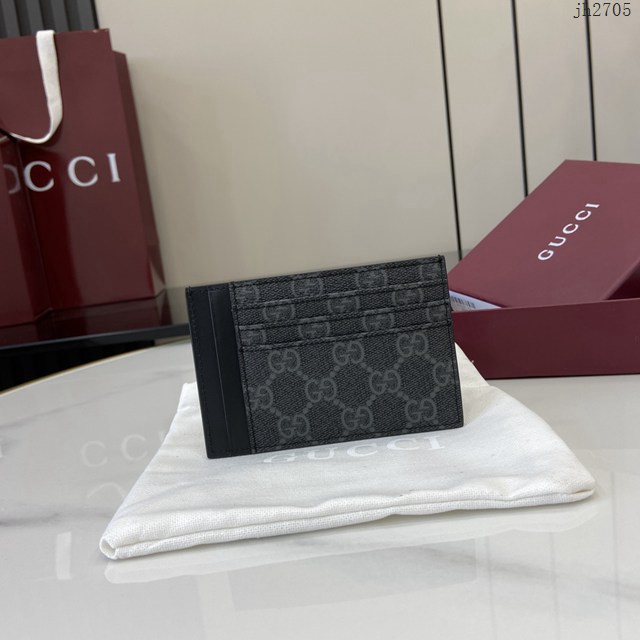 Gucci專櫃古馳最新款Emblem系列經典圖案卡包男士卡片夾 jh2705型號：821208