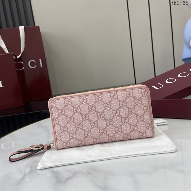 Gucci專櫃古馳最新款拉鏈錢包男女款長夾錢包 jh2768型號：819122