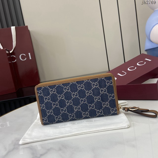 Gucci專櫃古馳最新款拉鏈錢包男女款長夾錢包 jh2769型號：819122