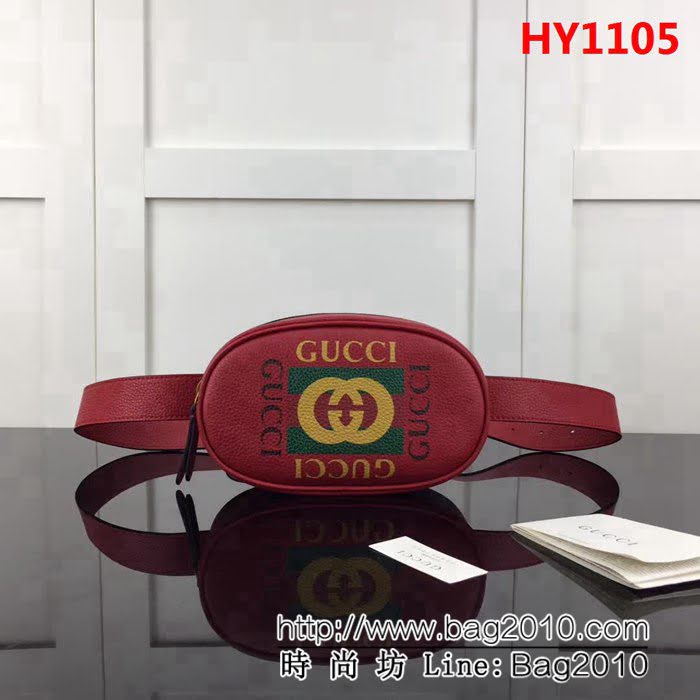 GUCCI古馳頂級原單 新款專櫃品質 實物實拍 476434印花大紅腰包 HY1105