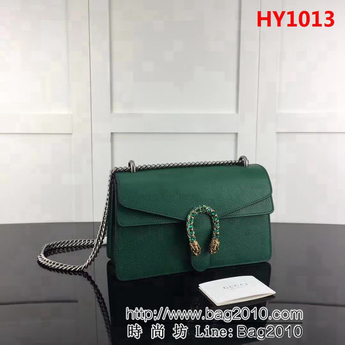GUCCI古馳原單 新款 專櫃品質原單貨實物實拍 400249 綠色全皮 對正品雙色皮 鏈條單肩斜挎包 HY1013