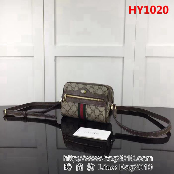 GUCCI古馳原單 新款專櫃品質高仿原單貨實物實拍517350 啡膠配啡皮斜挎包 HY1020