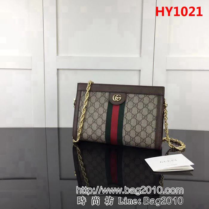 GUCCI古馳原單 新款專櫃品質原單貨實物實拍 503877 啡pvc啡皮 鏈條包 HY1021