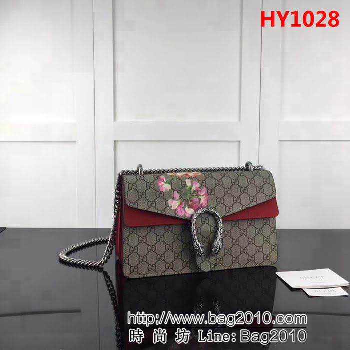 GUCCI古馳原單 新款專櫃品質原單貨實物實拍 花膠大紅400249鏈條單肩斜挎包 HY1028