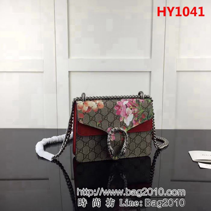 GUCCI古馳原單 新款爆款專櫃品質原版皮質花膠 大紅421970單肩斜挎包 HY1041