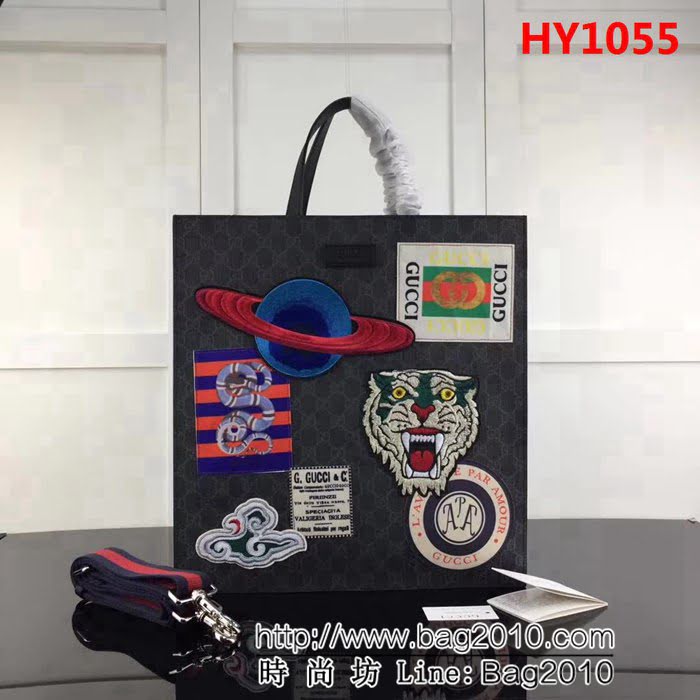 GUCCI古馳原單 新款專櫃品質原單貨實物實拍 495559克pvc刺繡 手提購物包 HY1055