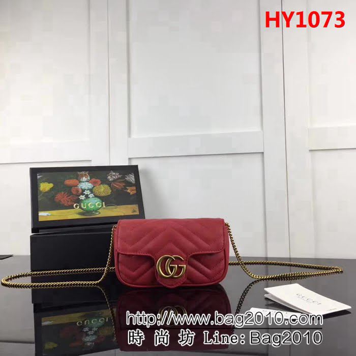 GUCCI古馳頂級原單 新款專櫃品質 實物實拍 476433 大紅色正品開模純銅五金鏈條斜跨小包 HY1073