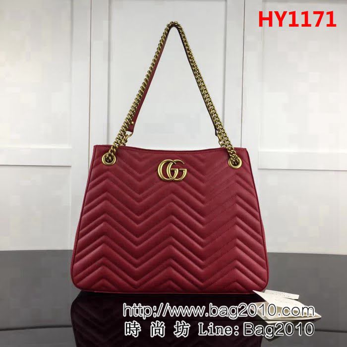 GUCCI古馳原單 新款專櫃品質原單貨實物實拍 453569 大紅雙鏈條挎包 HY1171