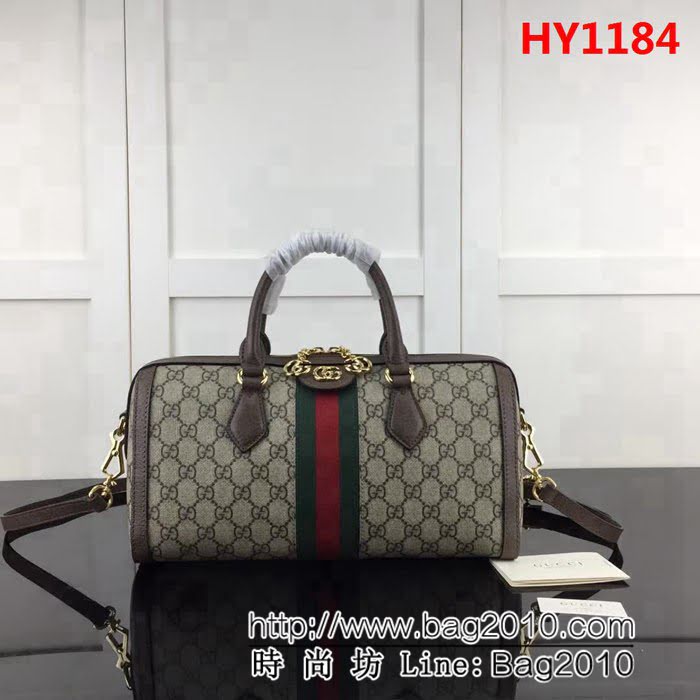 GUCCI古馳頂級原單 新款GUCCI高仿新款專櫃品質 實物實拍 524532啡Pvc棕皮行李包 HY1184