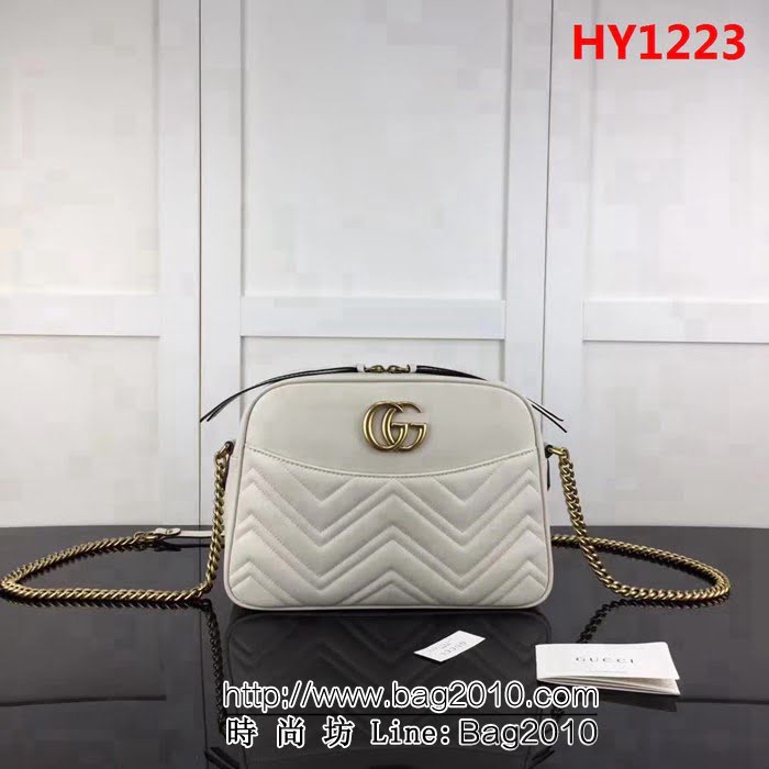 GUCCI古馳原單 新款專櫃品質原單貨實物實拍 443499 .米白鏈條單肩斜挎包 HY1223
