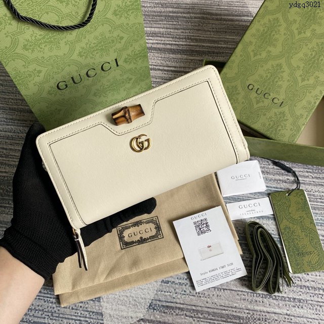 Gucci新款錢包 古馳竹子設計拉鏈女錢包 Gucci全皮純色長錢包 658634  ydg3021