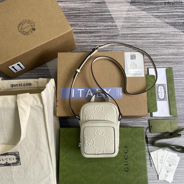 Gucci2021新款包包 古馳白壓全皮迷你手袋 Gucci無邊序曲系列小挎包 658553  ydg3039