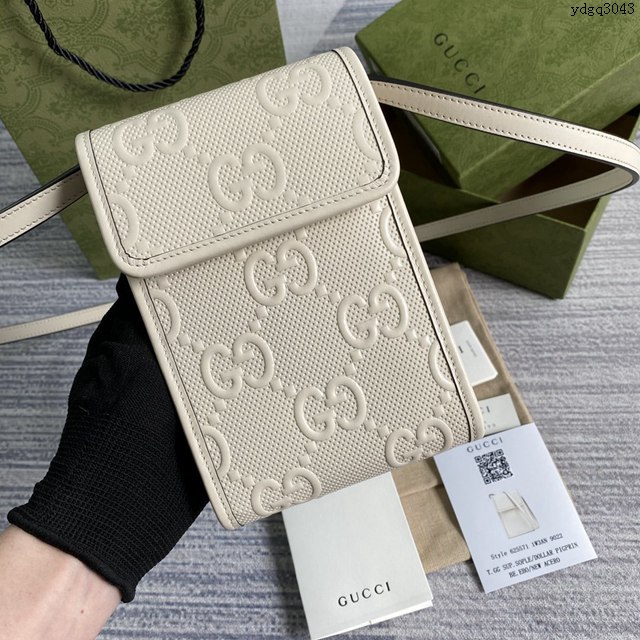 Gucci新款包包 古馳小斜挎包 Gucci迷你手機袋 625571白皮  ydg3043