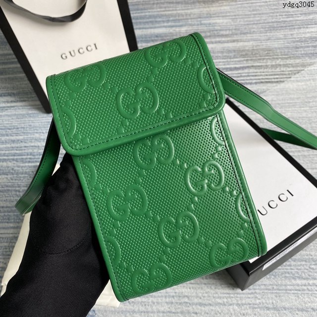 Gucci新款包包 古馳小斜挎包 Gucci迷你手機袋 625571綠皮  ydg3045