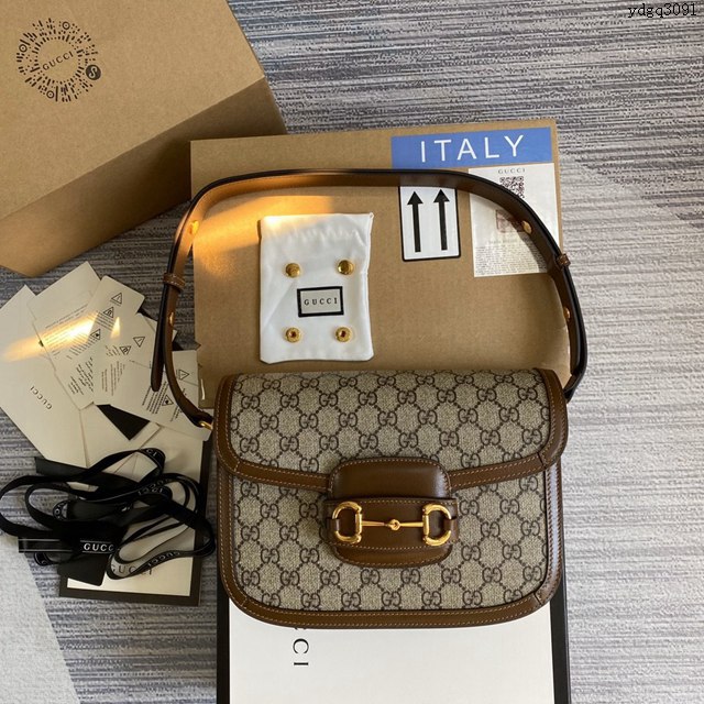 Gucci新款原廠皮女包 古馳1955Horsebit Bag Gucci經典馬銜扣單肩斜挎女包 602204  ydg3091