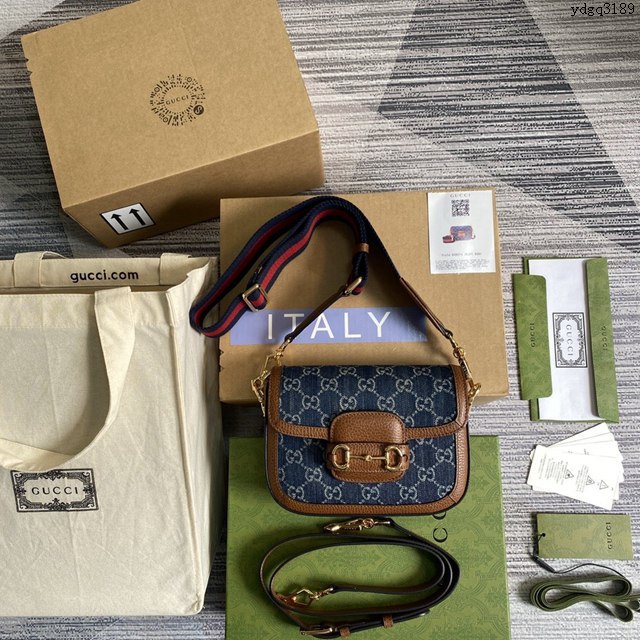 Gucci2021新顏色女包 古馳迷你牛仔小挎包 Gucci爆款馬鞍包 658574  ydg3189