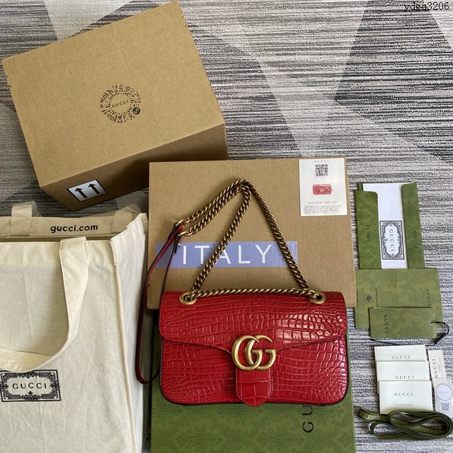Gucci新款全皮女包 古馳Marmont系列小號鏈條肩背包 Gucci經典款斜挎女包 443497  ydg3206
