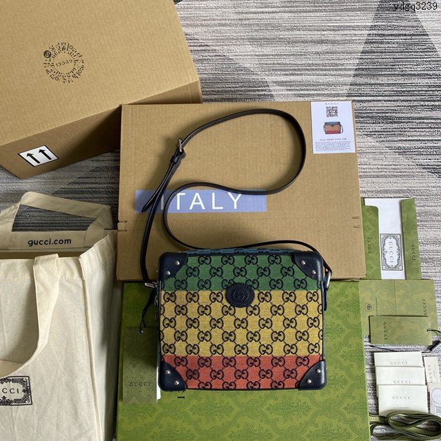 Gucci新款包包 古馳GG Supreme高級人造帆布小方包 Gucci方形肩背包 626363  ydg3239