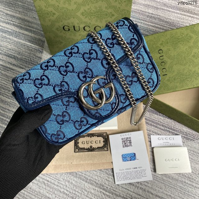 Gucci經典百搭女包 古馳GG Marmont Mini女包 Gucci全皮鏈條迷你小挎包 476433  ydg3275
