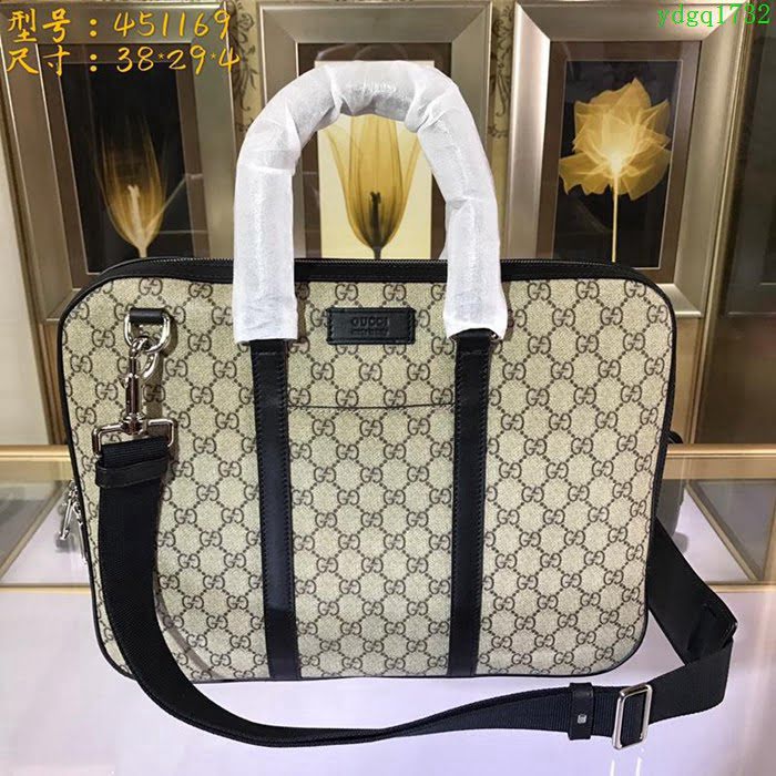 GUCCI 古馳男包 新款 451169 pvc配皮 男士公事包 Gucci男手提包