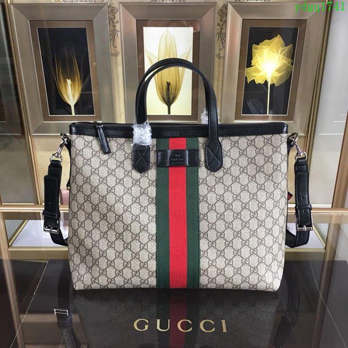 GUCCI 古馳男包 新款 368558 pvc配皮 Gucci男包 男士手提包 可肩背