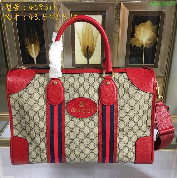 GUCCI 古馳男包 新款 459311 紅pvc配皮 Gucci男公事包 男士手提包 可肩背
