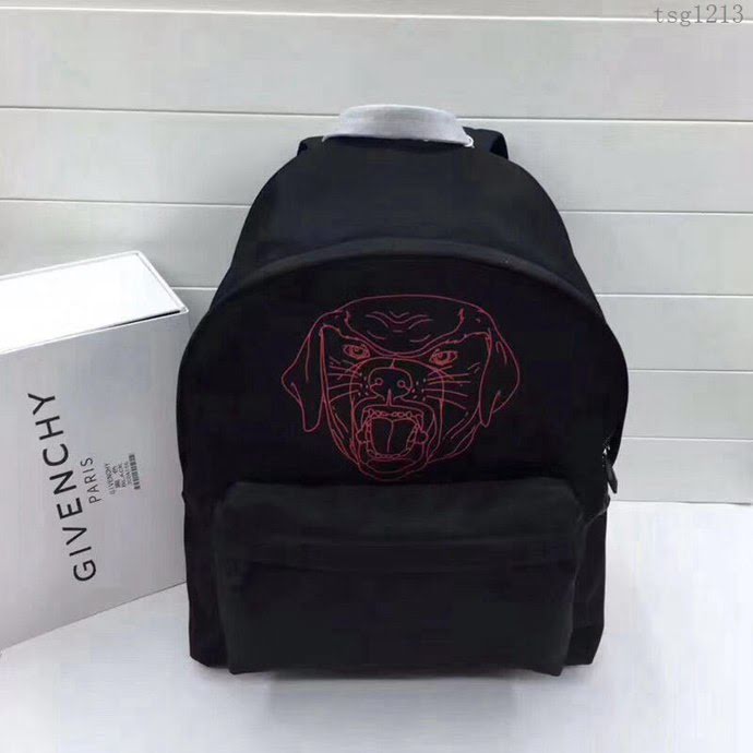GlVENCHY紀梵希 2019年新款 爆款 帆布背包 配頭層牛皮 織帶＋兩顆小金屬五角星 休閒雙肩包 潮人必備款  tsg1213