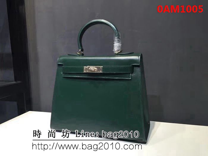 愛馬仕Hermes BOX鏡面牛皮凱莉包 時尚手提包 0AM1005