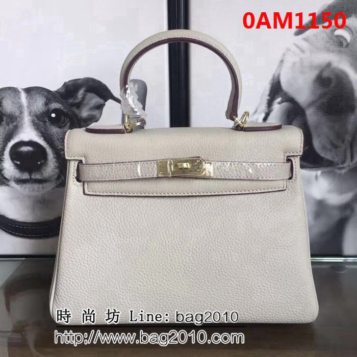 愛馬仕Hermes 頭層牛皮荔枝紋凱莉包 時尚手提包 0AM1150