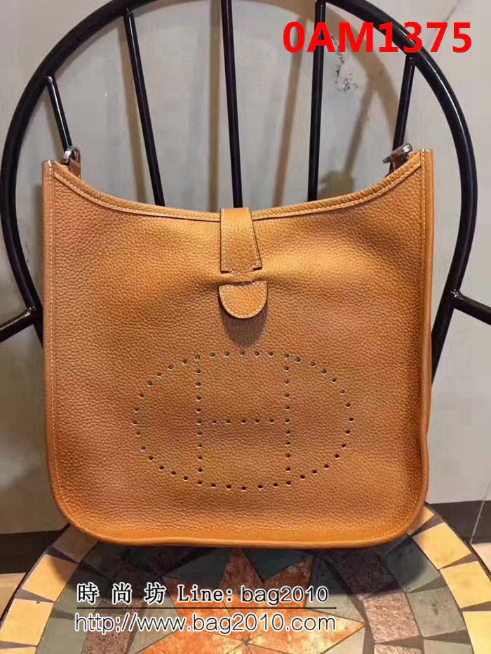 愛馬仕Hermes Evelyn伊芙琳 頭層牛皮單肩斜挎包 男女同款 0AM1375