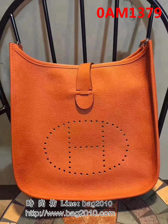愛馬仕Hermes Evelyn伊芙琳 頭層牛皮單肩斜挎包 男女同款 0AM1379
