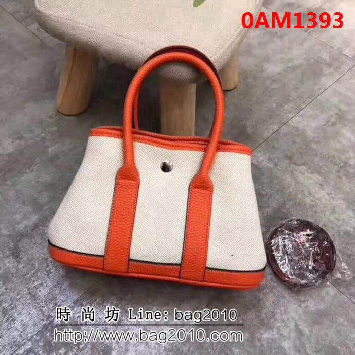 愛馬仕Hermes花園包 全皮配進口帆布手提肩背包 0AM1393
