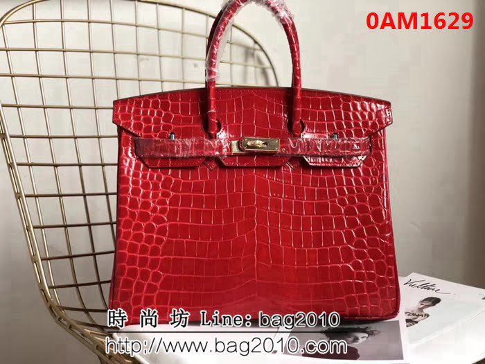 愛馬仕Hermes 鱷魚紋原版牛皮 鉑金包  0AM1629